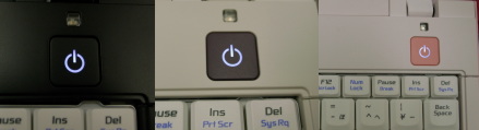 電源ボタンもカラバリごとに異なる色の組み合わせ