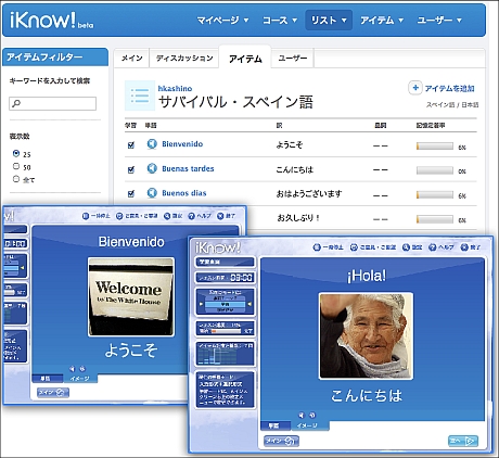 iKnow! フリーインプットの語彙登録画面