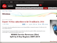 Report： WiMax subscribers to hit 50 million by 2014 | Wireless - CNET News