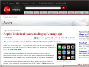 Apple： Technical issues holding up Vonage app | Apple - CNET News