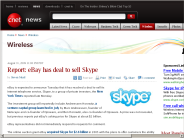Report： eBay has deal to sell Skype | Wireless - CNET News