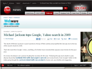 Michael Jackson tops Google, Yahoo search in 2009 | Webware - CNET