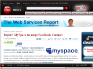 Report： MySpace to adopt Facebook Connect | The Web Services Report - CNET News
