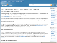 NBC Universal partners with MSN and Microsoft to deliver NBCOlympics.com on MSN