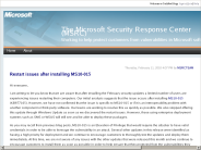 The Microsoft Security Response Center (MSRC) ： Restart issues after installing MS10-015