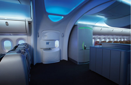 　Boeing 787 Dreamlinerの実物大模型の室内ドア。