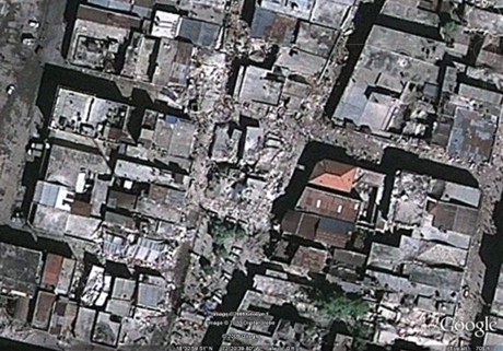　1枚目の画像と同じエリア。地震発生後の様子。