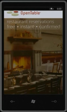 　レストラン予約サービスのOpenTableもWindows Phone 7向けにアプリケーションを提供する。