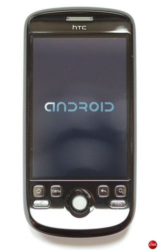 　携帯電話機を起動すると、Androidのロゴが表示される。