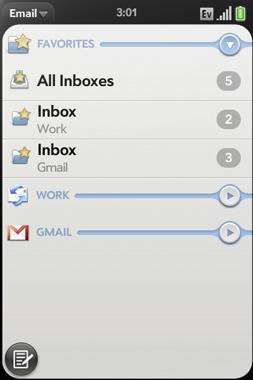 　複数の電子メールアカウントをサポートしている。「Gmail」のアイコンが表示されていることがわかる。