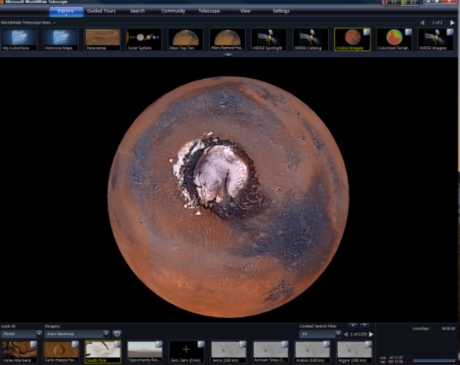 　Microsoftは米国時間7月12日、同社の「Worldwide Telescope」プロジェクトに多くの改良を加えたことを発表した。これには、米航空宇宙局（NASA）との提携も含まれており、より一層精細な火星の画像が提供されることになる。火星画像の追加は、Microsoftが外部研究者との年次会合Faculty Summitで披露したWorldwide Telescopeに対する変更のうちの1つである。

　火星の画像はMicrosoftのWorldwide Telescopeソフトウェアで閲覧することができる。ここでは、その一部を画像で紹介する。