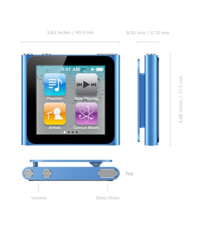 小型になったiPod nano

　新しいiPod nanoは、iPod shuffleよりわずかに大きいだけとなった。