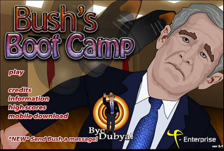　「Bush's Boot Camp」は、イラクのジャーナリストに靴を投げられた前大統領を基にしたもう1つのニュースゲームである。