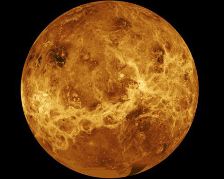 　この金星表面の全球画像では、中央が東経180度にあたる。Magellan望遠鏡が第1期のマッピング作業で撮影した、合成開口レーダによるモザイク画像を、コンピュータシミュレーションで作成した天体上にマッピングして、この画像を作成している。

　データのギャップは、「Pioneer Venus Orbiter」のデータ、または一定の中間値で補ってある。小規模の構造を強調するために、シミュレーションによる色を使用している。シミュレーションされた色相は、旧ソ連の探査機「Venera 13号」および「Venera 14号」で撮影したカラー画像を基にしている。