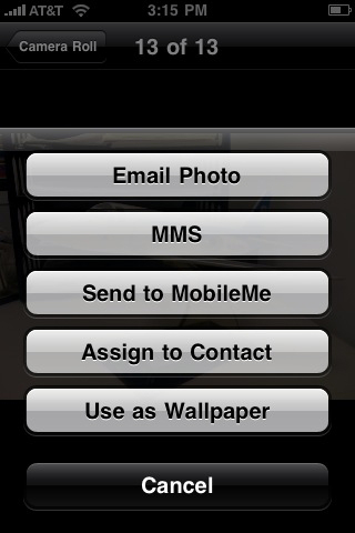 フォトギャラリーからのMMS

　フォトギャラリーから送信する写真を直接選択できる。