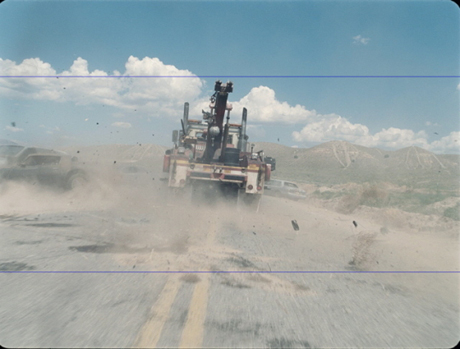 　ニューメキシコ州アルバカーキ近郊で撮影されたプロダクション用平面映像。ターミネーターにおける最も大がかりなシーンの1つを制作する第一歩として、この映像が利用される。