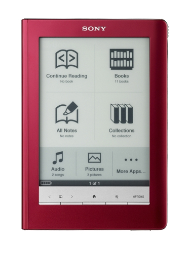 Reader Touch Edition（PRS-600）の仕様3（画像はレッドバージョン）
- 「Oxford American English Dictionary」を搭載
- フォントサイズは5段階で調整可能
- 利用可能内部メモリは440Mバイト。標準的なeBookを350冊保存可能