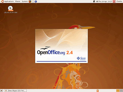 Officeスイート
　気前よくバンドルされているアプリケーションには、OpenOfficeの最新バージョンである2.4が含まれている。このOfficeスイートには、ワープロソフト、表計算ソフト、プレゼンテーションソフト、ドローソフトが含まれている。