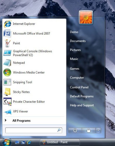 　Windows Startのアイコンは、機能的にはほとんどWindows Vistaと同じである。