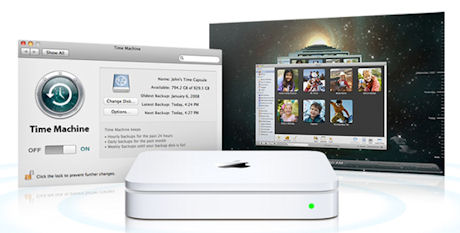 　新型のMacBookとMacBook Proではまた、「Time Capsule」を利用することが可能になる。Time Capsuleは「Mac OS X Leopard」の「Time Machine」と連携し、自動でバックアップを行う。