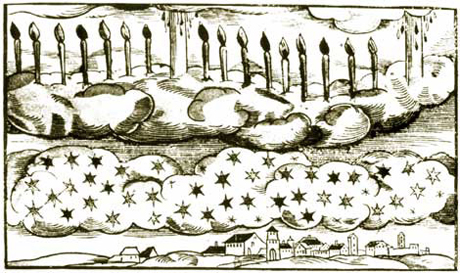 　昔の絵では、オーロラは空のろうそくとして描かれていた。
