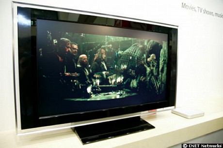 　Apple TVを使って薄型テレビに「パイレーツ・オブ・カリビアン」の映像を映し出す様子。