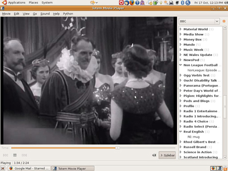 　Ubuntu内蔵のビデオプレーヤー「Totem」を利用してBBCが提供するコンテンツも再生可能。