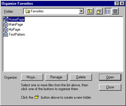 　さらにリンクを整理しやすくするためにInternet Explorer 3では「Organize Favorites」ダイアログボックスが採用された。