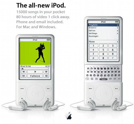 　2006年9月のプレスイベント「Special Event」に先立ち、iPodブログサイトの「iLounge.com」は、最新iPodのコンセプトを一般から募集した。最も多く寄せられた機能はタッチスクリーンだった。