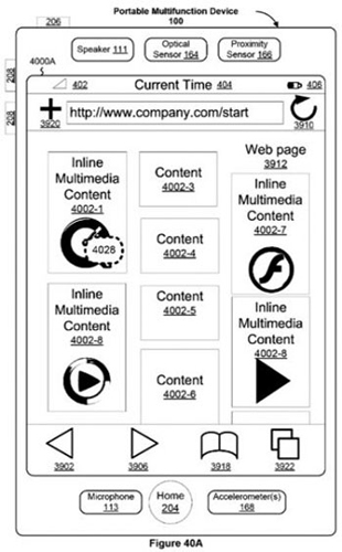 「Flash」「MMS」「Java」など、すべてを盛り込んだiPhone

　iPhoneは絶えず、Flashなどの機能との互換性がないこと、MMSで絵文字入りメッセージを送信できないことで批判されてきた。

　2008年のiPhone 3Gのリリースの直前に公開されたこの特許には、これらの機能と、専用のブログクライアント、Java、「Windows Media」のサポートおよびテレビ電話が盛り込まれている。

　現実にはどうだろうか。Appleのソフトウェア開発キット（SDK）では、Adobeにとって非常に残念なことに、プラグインが禁止されている。iPhoneでWindows Mediaが動作する可能性はあるのだろうか。

評価：10点満点中4点
Appleはたぶん、新しいiPhoneを発表するたびに要素を搭載するという対応を取るだろう。（注記：特許にはカット＆ペーストに関する言及はない。）
