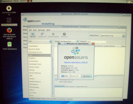 OpenSolaris Package Managerの初起動画面。
　これはPackage Managerの初起動画面だ。