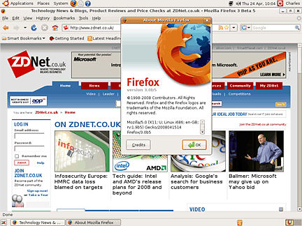 Firefox 3
　Ubuntuの開発会社であるCanonicalは、Hardy HeronはFirefox 3（beta 5）を同梱する最初のLinuxディストリビューションだと主張している。