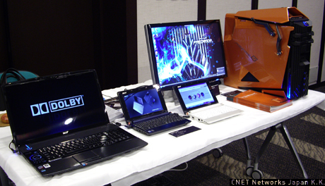 　参加メーカー日本エイサーのブース。人気のモバイルPCからデスクトップPCまでが並べられた。