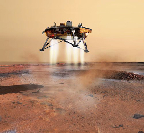 　火星に着陸するPhoenixの想像図。