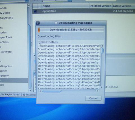 OpenSolaris Package Manager OpenOffice.org 2.4インストール2
　Package Managerを使えば、OpenOfficeをダウンロードしてインストールするのは簡単だ。