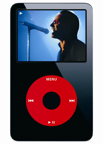2006年6月に発表されたのは、第5世代iPodをベースとしたiPod U2 Special Edition。第4世代と同じく、ブラックのきょう体にレッドのホイールという組み合わせ。30Gバイトモデルのみの提供で、価格は3万8800円。