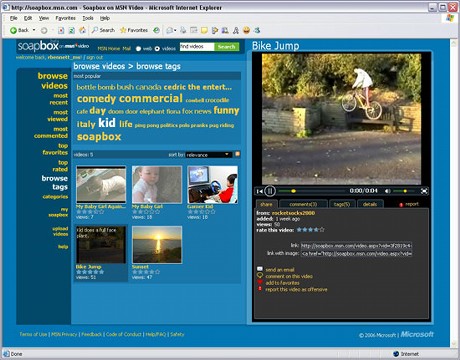 　Soapbox on MSN Videoでは、ユーザーがアップロードしたビデオにタグを付けることができる。Microsoftは同サービスでオンライン動画市場に進出する。