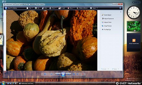 　「Windows Photo Gallery」では、編集ツールを利用して、画像の色や露出を補正することができる。また、赤目補正機能もついている。