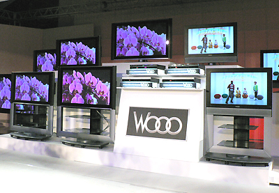 本日発表された、プラズマ/液晶テレビ、HDD/DVDレコーダー「Wooo」新シリーズ。