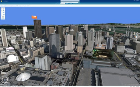 　Virtual Earth 3Dのオンライン地図インターフェースは、仮想世界やオンラインゲームのように、町中を「飛ぶ」体験も可能だ。リアルに再現されたグラフィックスがあってこその機能だ。