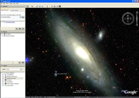 　Google Skyは、単なる恒星の表示に限られているわけではない。銀河、星団、恒星風などの画像もある。