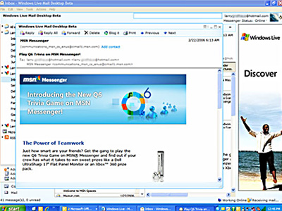 　Microsoftの新しい無料メールソフトウェア「Windows Live Mail Desktop」でメールを開いた様子。