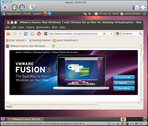 「VMware Fusion 3.1」+「Ubuntu 10.04 LTS」