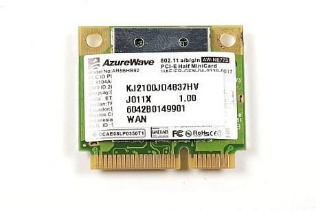 　IEEE 802.11 a/b/g/n対応のワイヤレスMini PCI-ExpressモジュールAW-NE773は、おそらくAzurewaveの「AW-NE770」モジュールの最新バージョンと思われる。