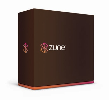 　Zuneの箱。本体や音楽コンテンツの価格は明らかになっていない。