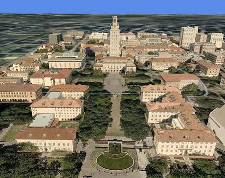 　Virtual Earthの3D表示対象都市としては、テキサス州オースティン、フロリダ州ケープコーラルおよびタンパ、シンシナティ、英国ノーサンプトン、ジョージア州サバナ、インディアナポリス、オタワが公式に発表されている。写真は、ザ・タワーと呼ばれる、オースティンのテキサス大学メインビル。