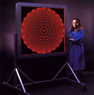 　Photonicsが1987年に開発した、大型のプラズマディスプレイパネル。当時はまだ黒色、オレンジ色の2色のみだったが、ライバルの液晶ディスプレイはこのサイズまで巨大化できなかった。