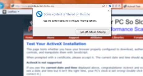 Internet Explorer 9のActiveXフィルタ