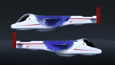 　Virgin Oceanic DeepFlight Challengerの側面のイメージ図。