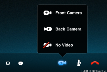 　iPad 2にある2つのカメラを切り替えることができる。また、カメラを使わない設定も可能。